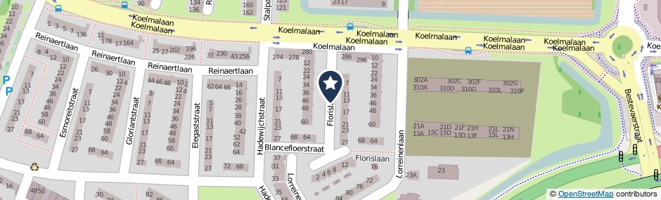 Kaartweergave Florislaan in Alkmaar