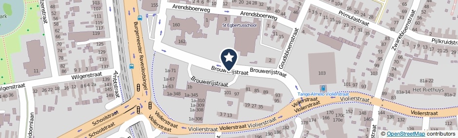 Kaartweergave Brouwerijstraat in Almelo