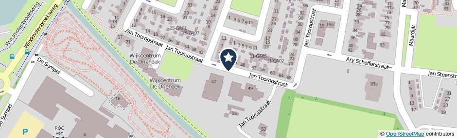 Kaartweergave Jan Tooropstraat in Almelo