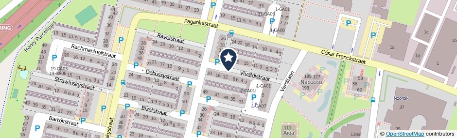 Kaartweergave Vivaldistraat in Almelo