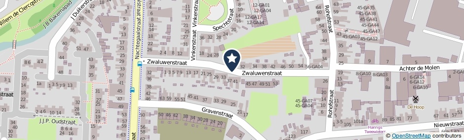 Kaartweergave Zwaluwenstraat in Almelo
