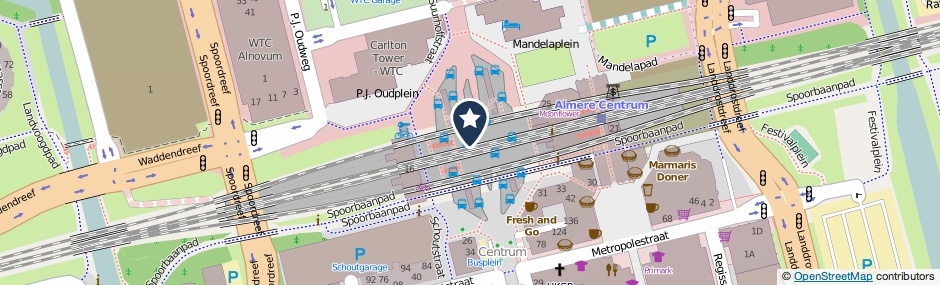 Kaartweergave Busplein in Almere