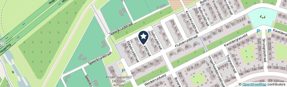 Kaartweergave Ebbekruidstraat in Almere