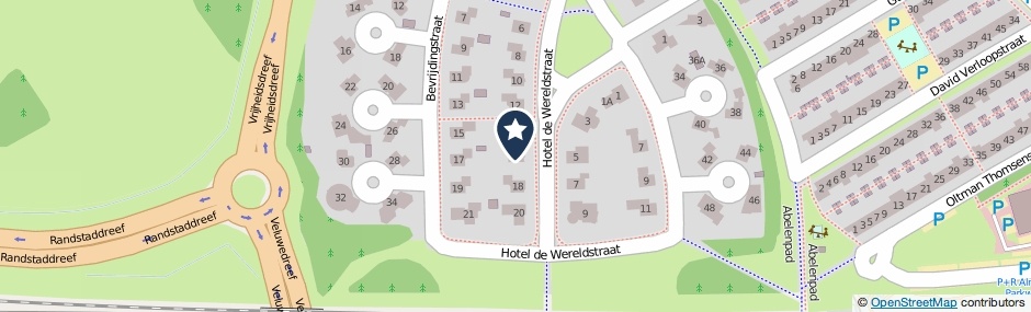 Kaartweergave Hotel De Wereldstraat 16 in Almere