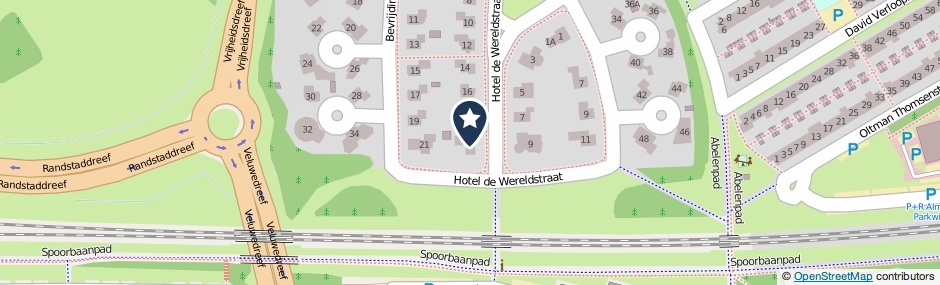 Kaartweergave Hotel De Wereldstraat 20 in Almere