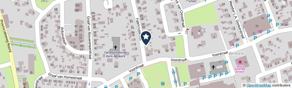 Kaartweergave Fabriciusstraat 2 in Almkerk
