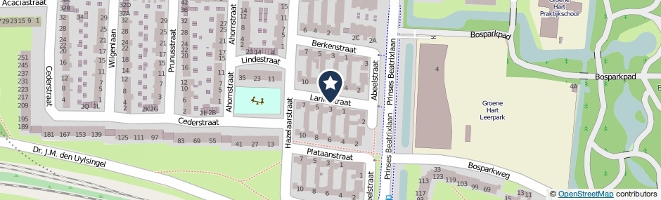 Kaartweergave Lariksstraat in Alphen Aan Den Rijn