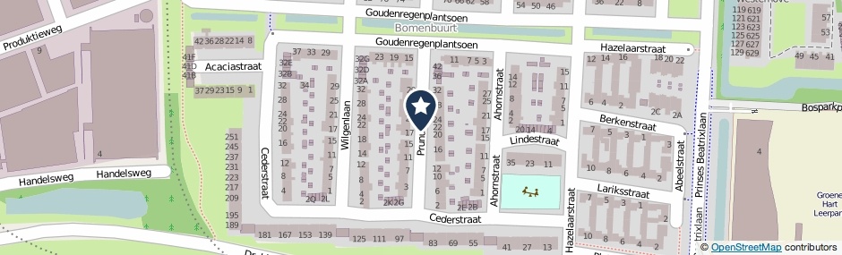Kaartweergave Prunusstraat in Alphen Aan Den Rijn