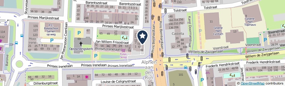 Kaartweergave Stadhoudersplein 129 in Alphen Aan Den Rijn