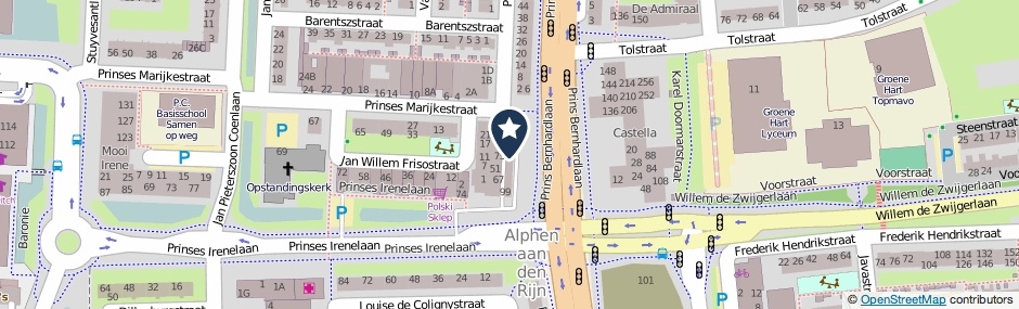 Kaartweergave Stadhoudersplein 133 in Alphen Aan Den Rijn