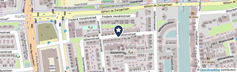 Kaartweergave Willemstraat in Alphen Aan Den Rijn