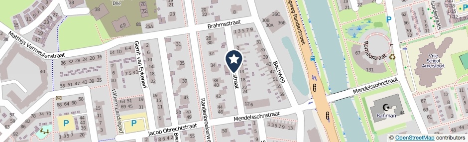 Kaartweergave Schubertstraat in Amersfoort