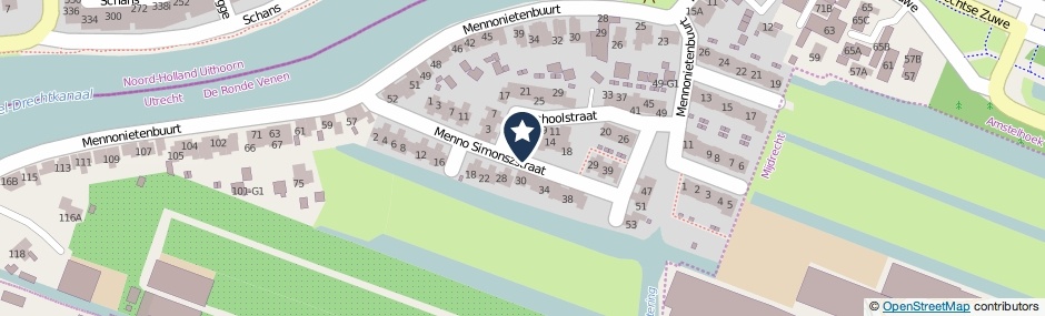Kaartweergave Menno Simonszstraat in Amstelhoek