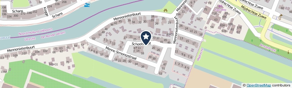 Kaartweergave Schoolstraat in Amstelhoek