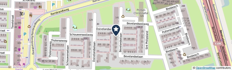 Kaartweergave Bevelandselaan 29 in Amstelveen