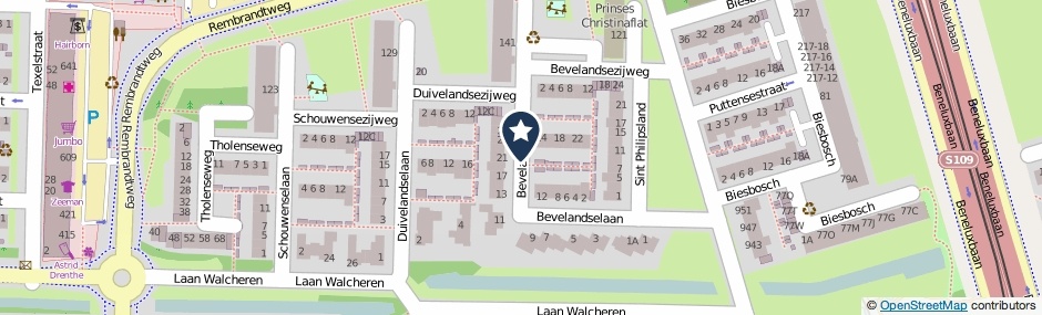 Kaartweergave Bevelandselaan in Amstelveen