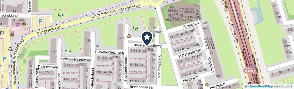 Kaartweergave Bevelandsezijweg in Amstelveen