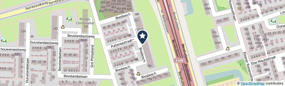 Kaartweergave Biesbosch 117 in Amstelveen