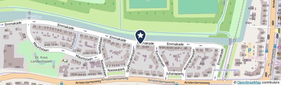 Kaartweergave Emmakade in Amstelveen