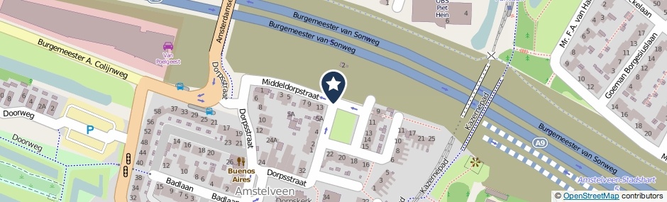 Kaartweergave Middeldorpstraat in Amstelveen