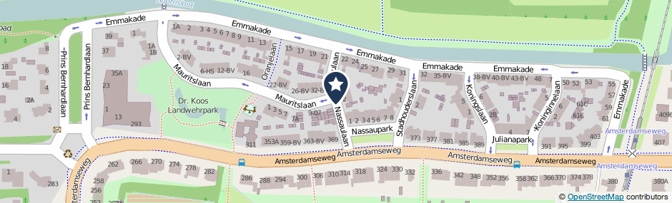 Kaartweergave Nassaulaan in Amstelveen