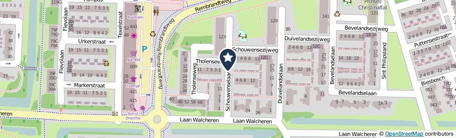 Kaartweergave Schouwenselaan in Amstelveen