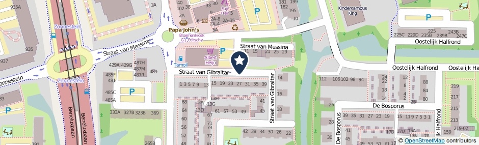 Kaartweergave Straat Van Gibraltar in Amstelveen
