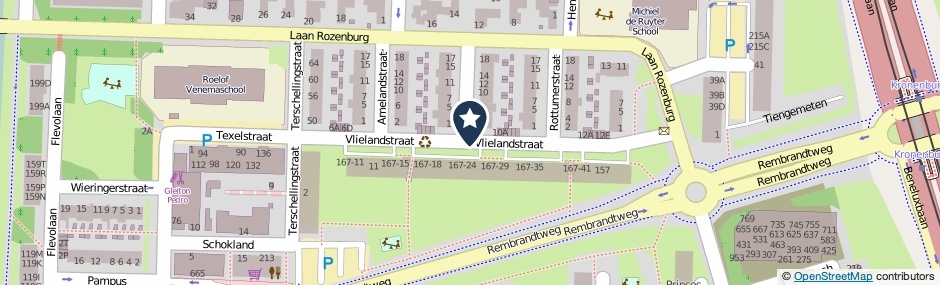 Kaartweergave Vlielandstraat in Amstelveen