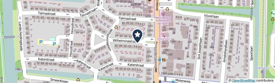 Kaartweergave Wilhelminastraat in Amstelveen