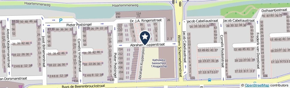 Kaartweergave Abraham Kuyperstraat in Amsterdam