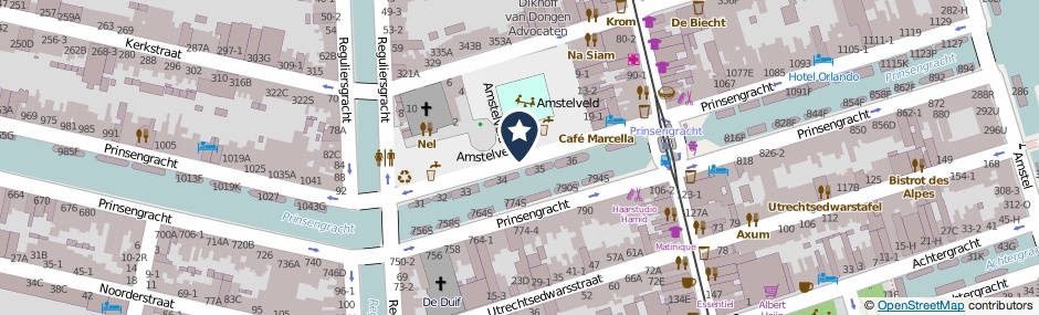 Kaartweergave Amstelveld in Amsterdam