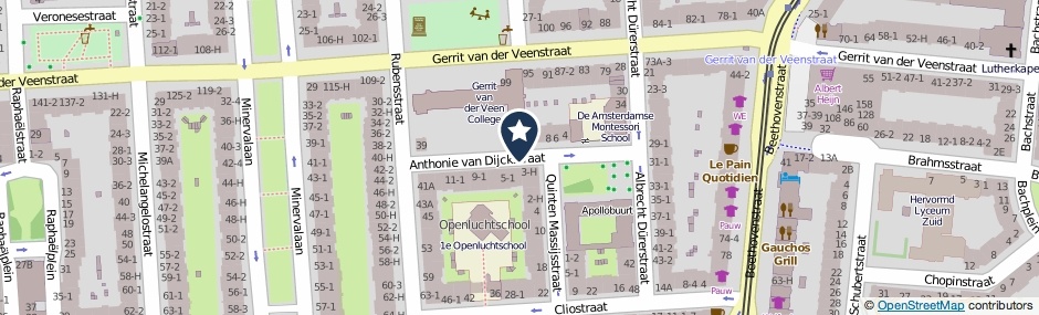 Kaartweergave Anthonie Van Dijckstraat in Amsterdam