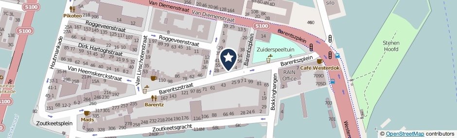 Kaartweergave Barentszstraat 18 in Amsterdam