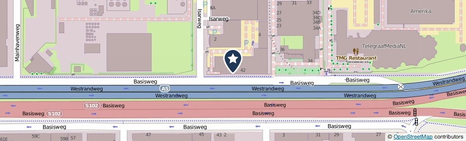 Kaartweergave Basisweg 38 in Amsterdam