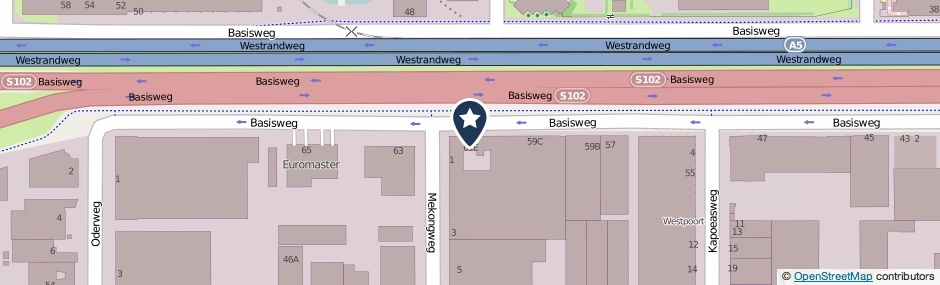 Kaartweergave Basisweg 61-B in Amsterdam