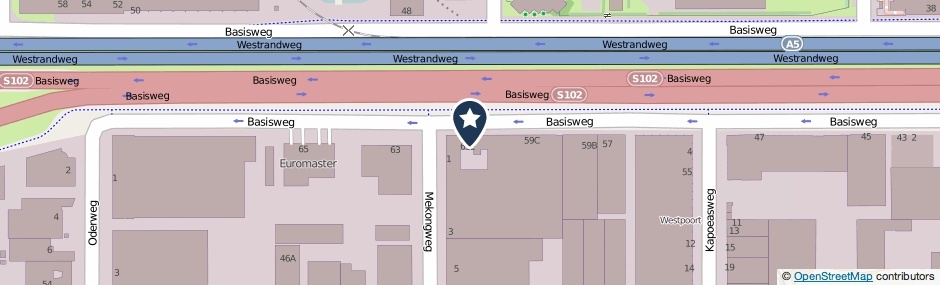 Kaartweergave Basisweg 61-N in Amsterdam