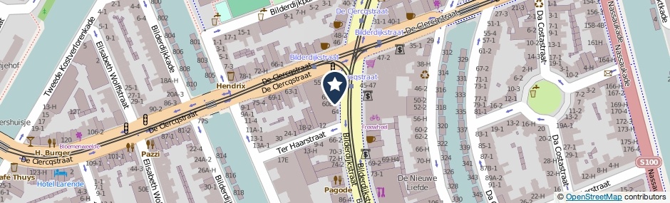 Kaartweergave Bilderdijkstraat 52-E in Amsterdam