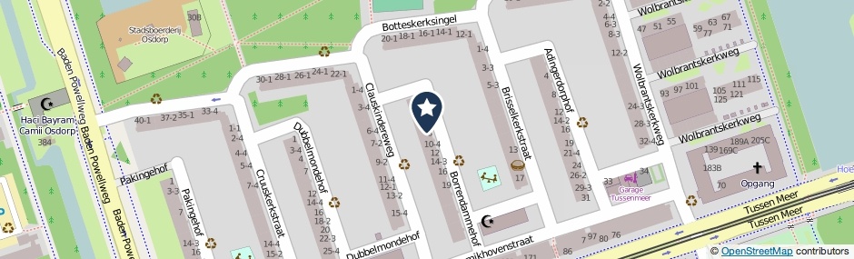 Kaartweergave Borrendammehof 7 in Amsterdam