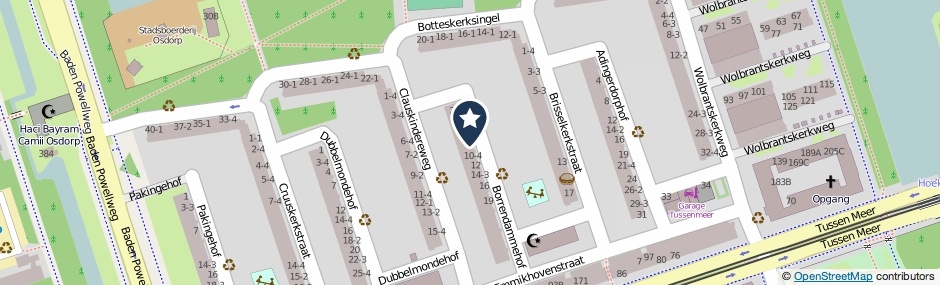 Kaartweergave Borrendammehof 8 in Amsterdam