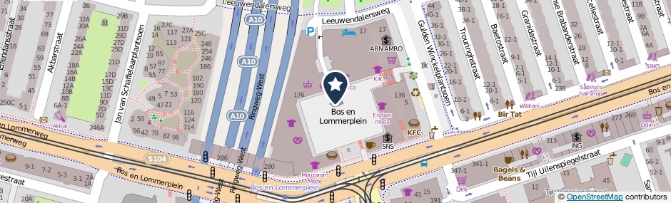 Kaartweergave Bos En Lommerplein 164-A in Amsterdam