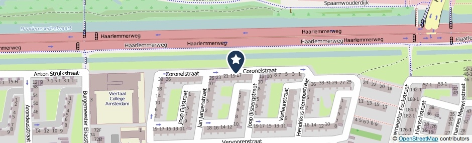 Kaartweergave Coronelstraat in Amsterdam