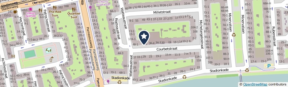 Kaartweergave Courbetstraat 42-H in Amsterdam