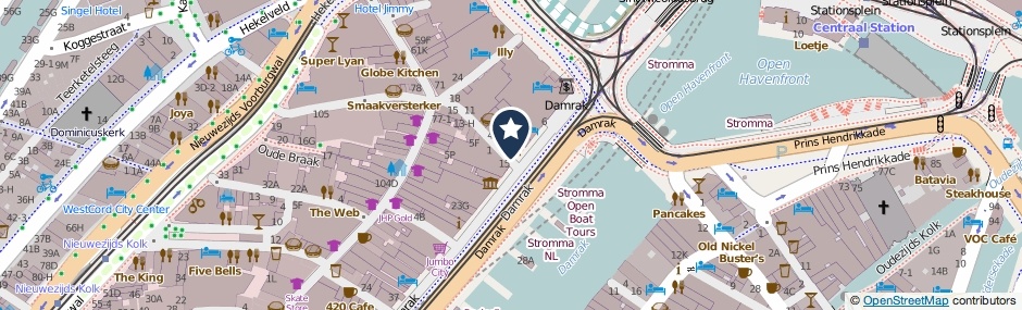 Kaartweergave Damrak 12-H in Amsterdam