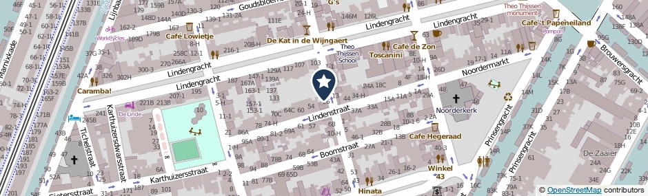 Kaartweergave Eerste Lindendwarsstraat 24-C in Amsterdam