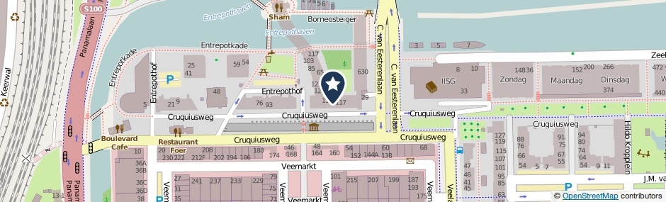 Kaartweergave Entrepothof 113 in Amsterdam