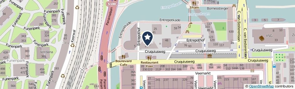 Kaartweergave Entrepothof 5 in Amsterdam