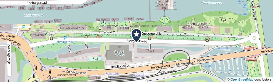 Kaartweergave Flevoparkweg in Amsterdam