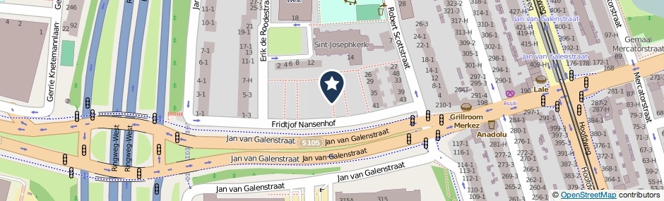 Kaartweergave Fridtjof Nansenhof in Amsterdam