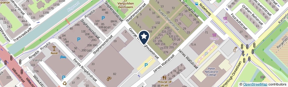Kaartweergave George Westinghousestraat in Amsterdam