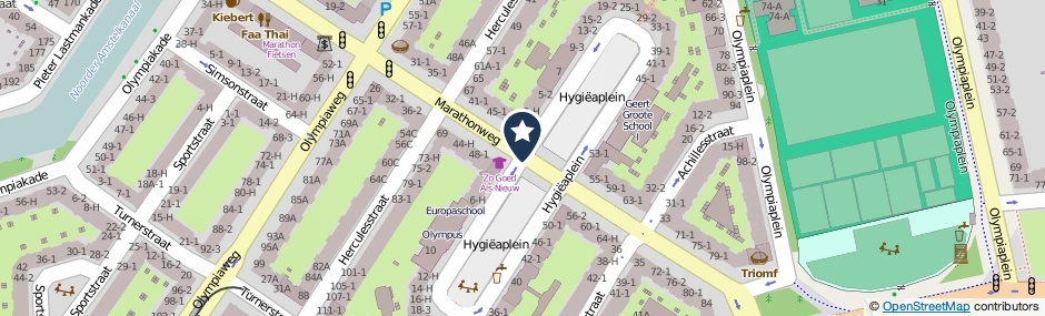Kaartweergave Hygieaplein in Amsterdam